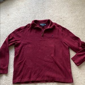 Maroon Quarter Zip Polo by Ralph Lauren